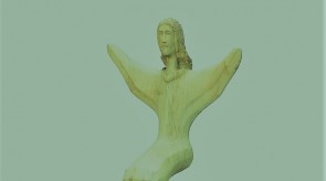 1. Rising angel. Poplar. h 120+56.5 cm ( pedestal ).