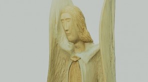 14. Archangel Michael. Poplar. h 153+31 ( pedestal ).